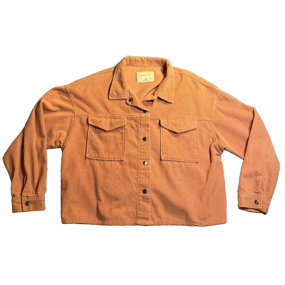 Celebrity Pink Women's Corduroy Shacket Snaps Pockets Size XL